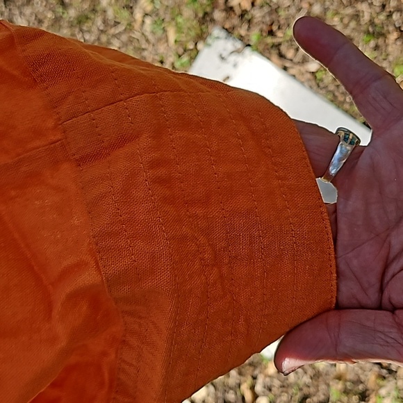 FOR CYNTHIA linen viscose orange side button tunic dress size M - Picture 4 of 15
